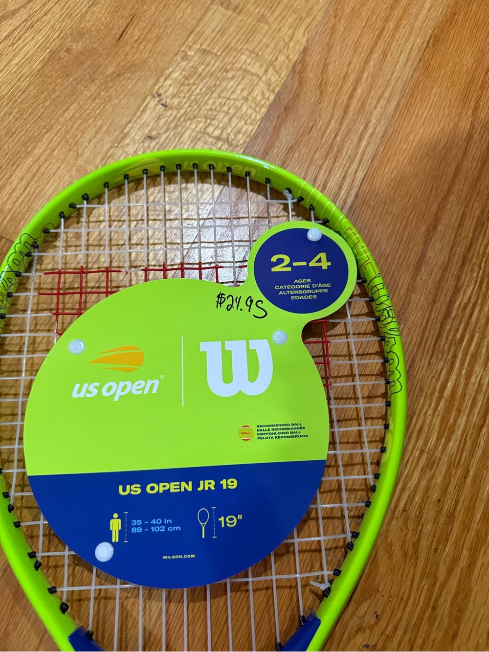 Wilson Junior Tennis Racket in Neon Yellow and Blue